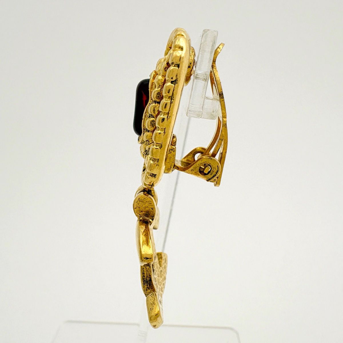 Chanel CC Logo Color Stone Earrings Swing Gripoix Gold Plated — view 2