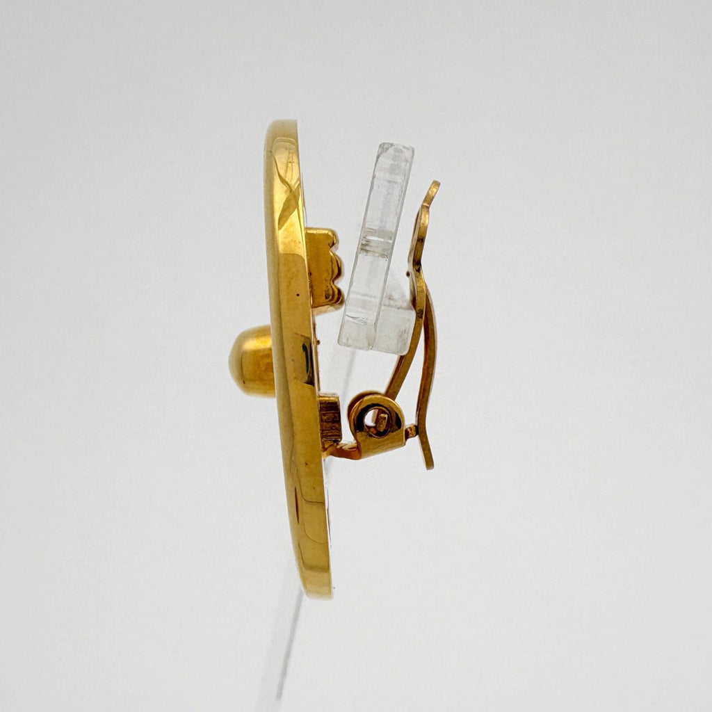 Chanel CC Logo Round Earrings Turnlock Gold Plated — view 2