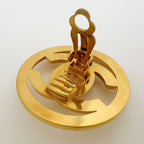 Chanel CC Logo Round Earrings Turnlock Gold Plated — view 3