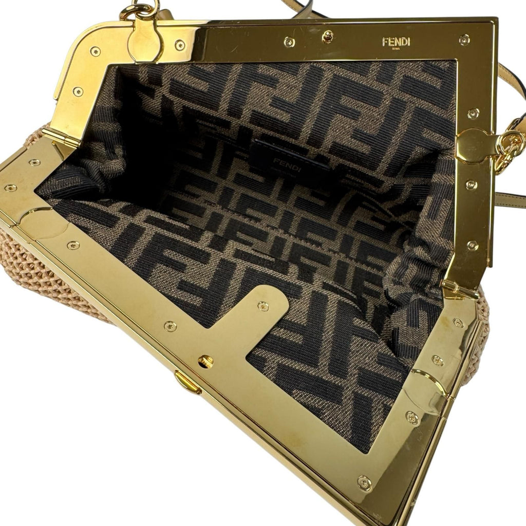 Fendi Fast Small Clutch 2-Way Shoulder Bag Raffia — view 7
