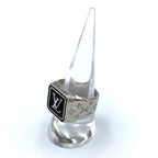 Louis Vuitton Bague Signature LV Metal Enamel Silver Black Ring — view 5