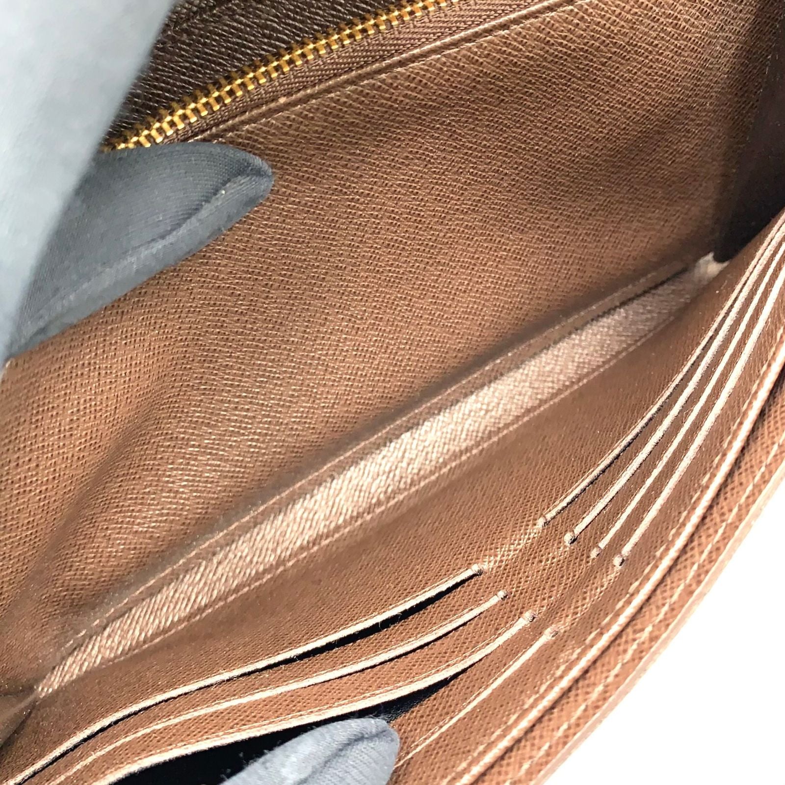 Louis Vuitton Portefeuille Sistine Damier Ebene Leather Brown Bifold Wallet Gold — view 7