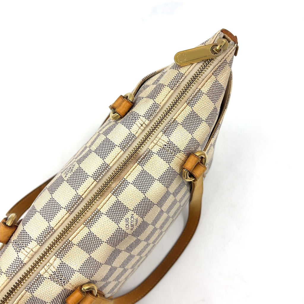 Louis Vuitton Totally PM Damier Azur Leather Off White Light Brown Tote Gold — view 9