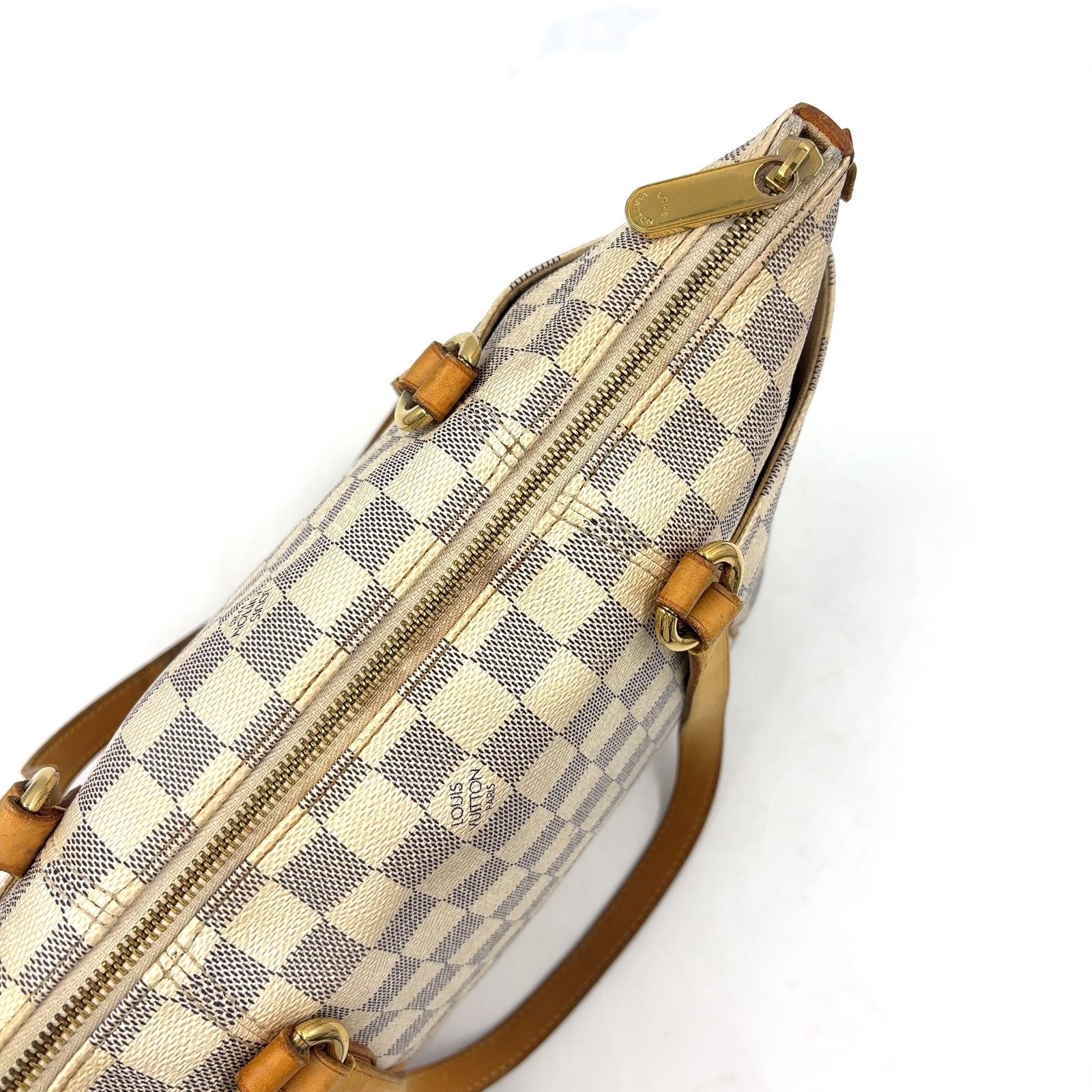 Louis Vuitton Totally PM Damier Azur Leather Off White Light Brown Tote Gold — view 9