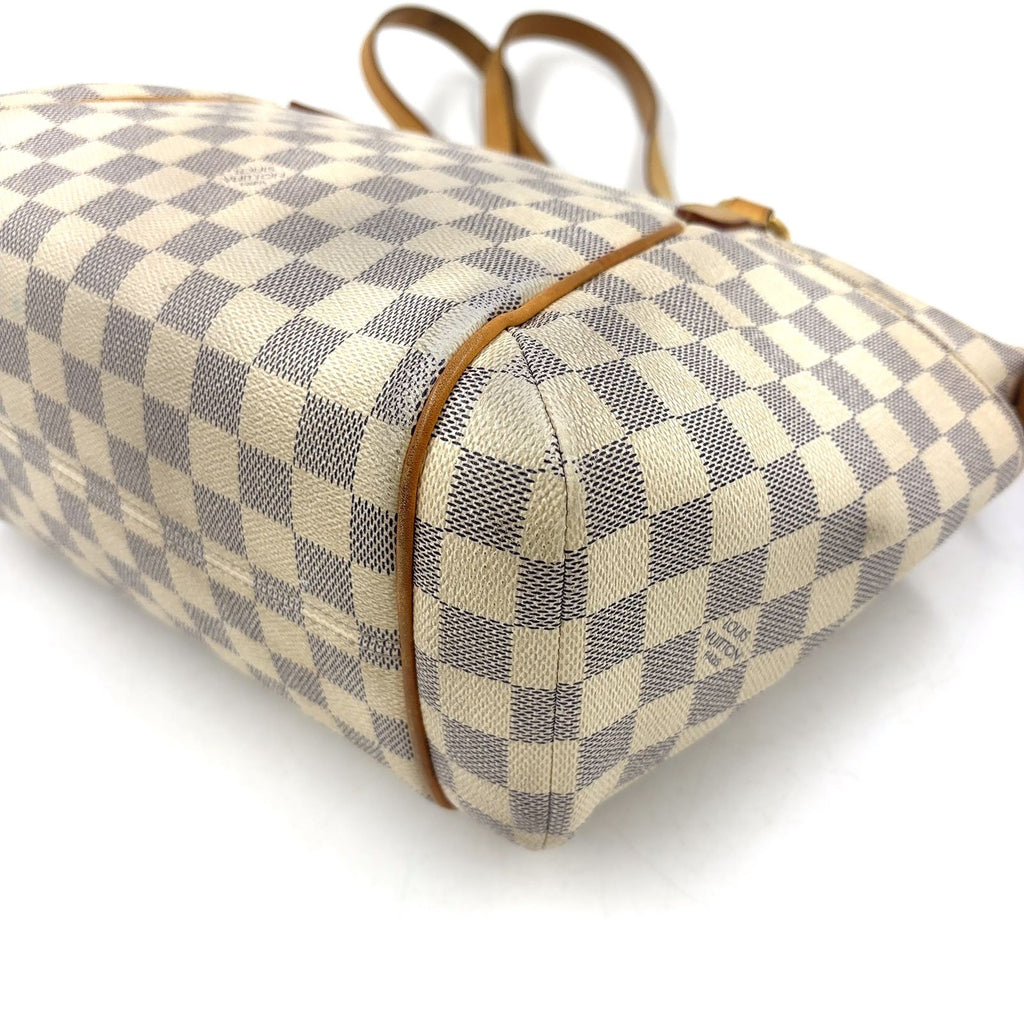 Louis Vuitton Totally PM Damier Azur Leather Off White Light Brown Tote Gold — view 7
