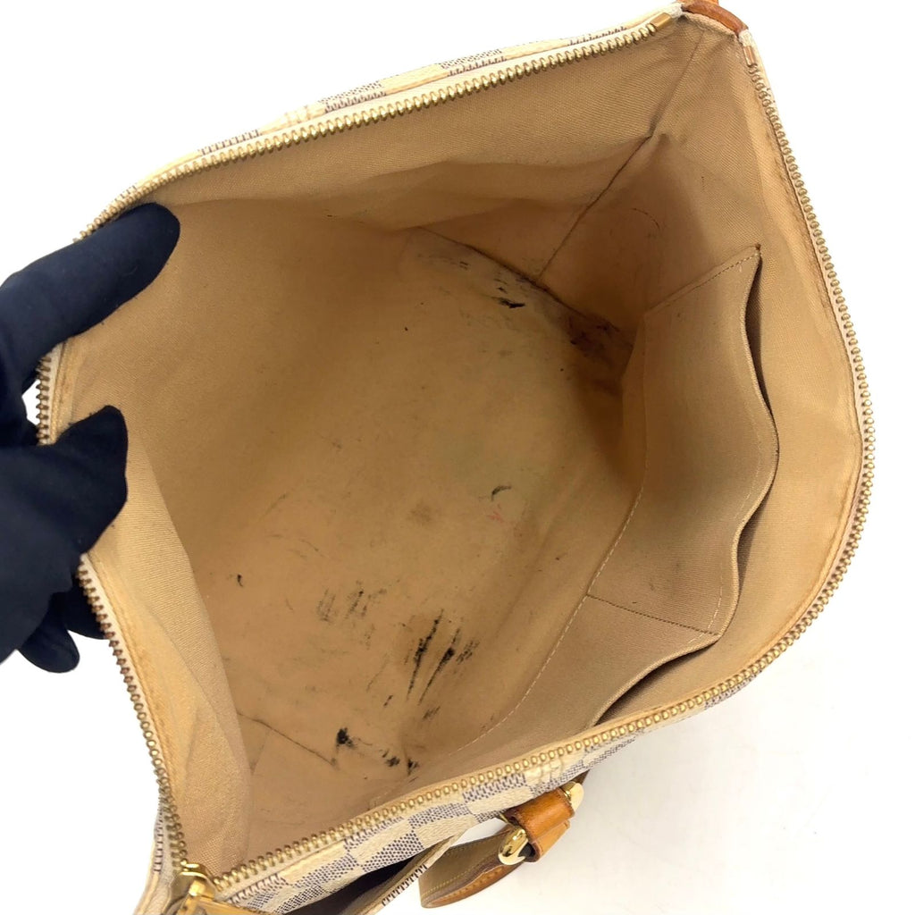 Louis Vuitton Totally PM Damier Azur Leather Off White Light Brown Tote Gold — view 3