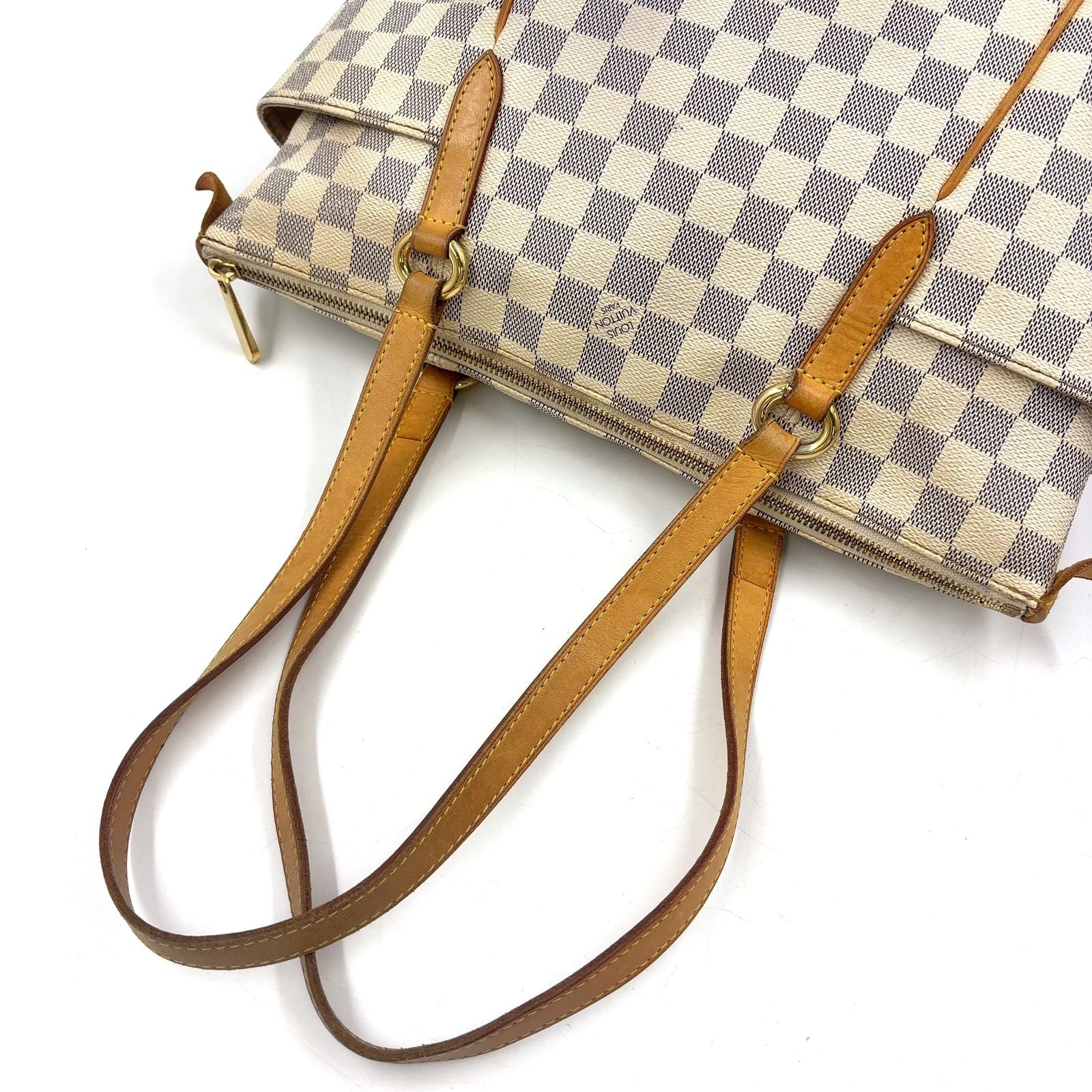 Louis Vuitton Totally PM Damier Azur Leather Off White Light Brown Tote Gold — view 6