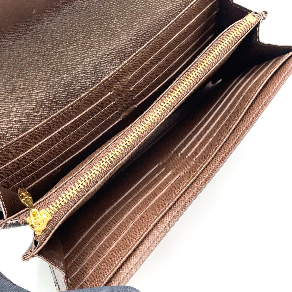 Louis Vuitton Portefeuille Sistine Damier Ebene Leather Brown Bifold Wallet Gold — view 3