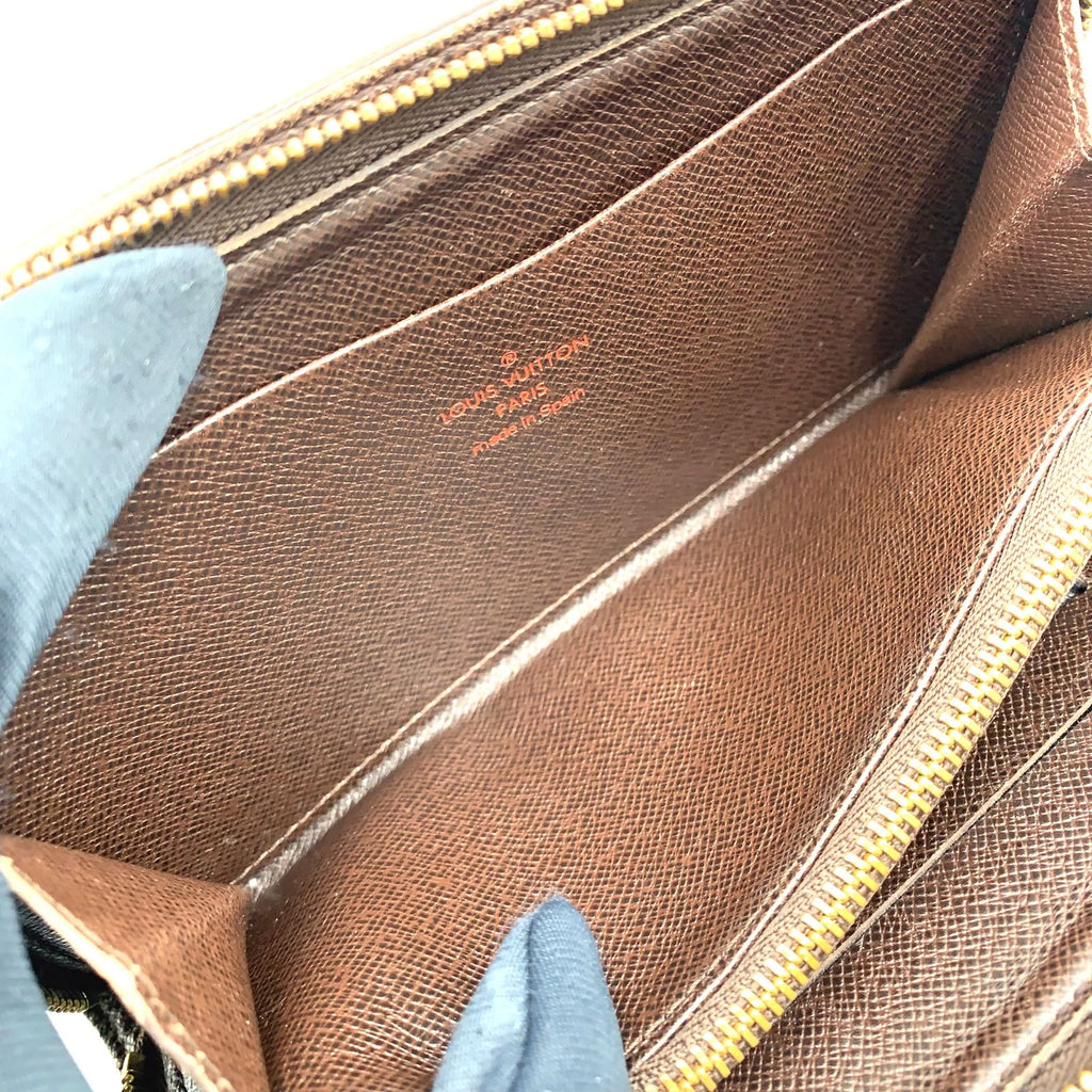 Louis Vuitton Porte-Monnaie Sip Damier Ebene Leather Brown Round Zippy Wallet — view 7