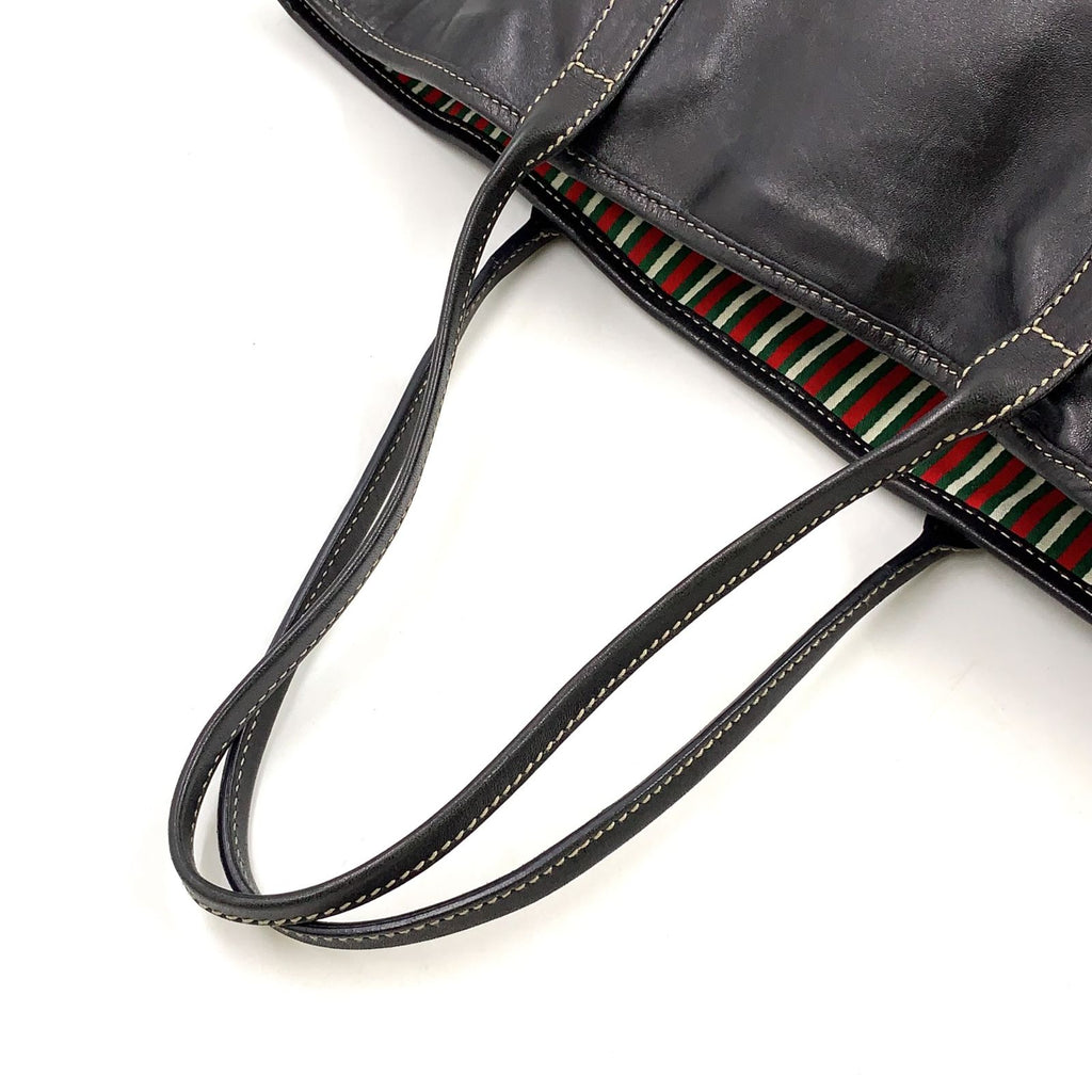 Gucci New Brit Leather Black Tote Silver — view 9
