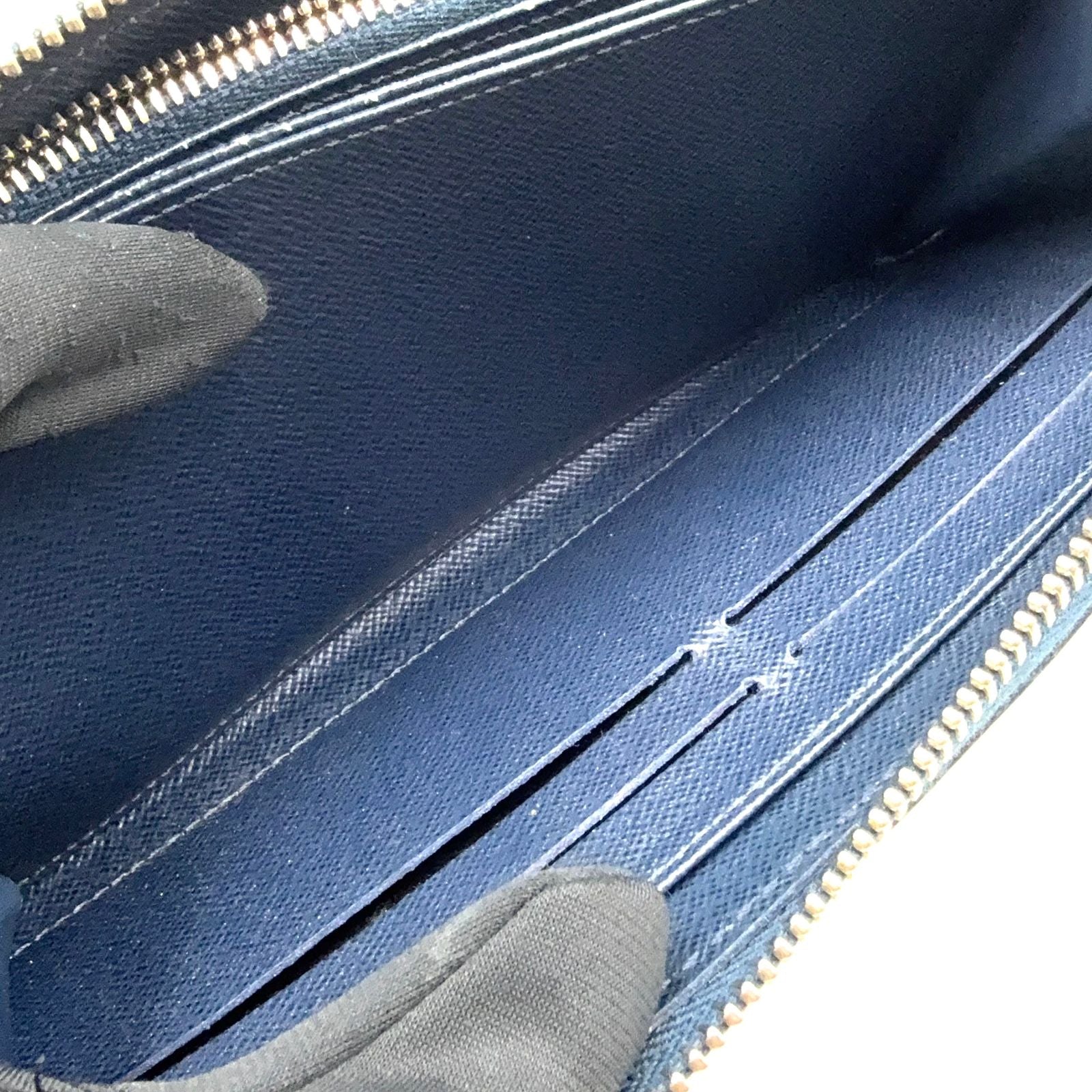 Louis Vuitton Zippy Wallet Epi Leather Blue Zip Around Silver — view 6