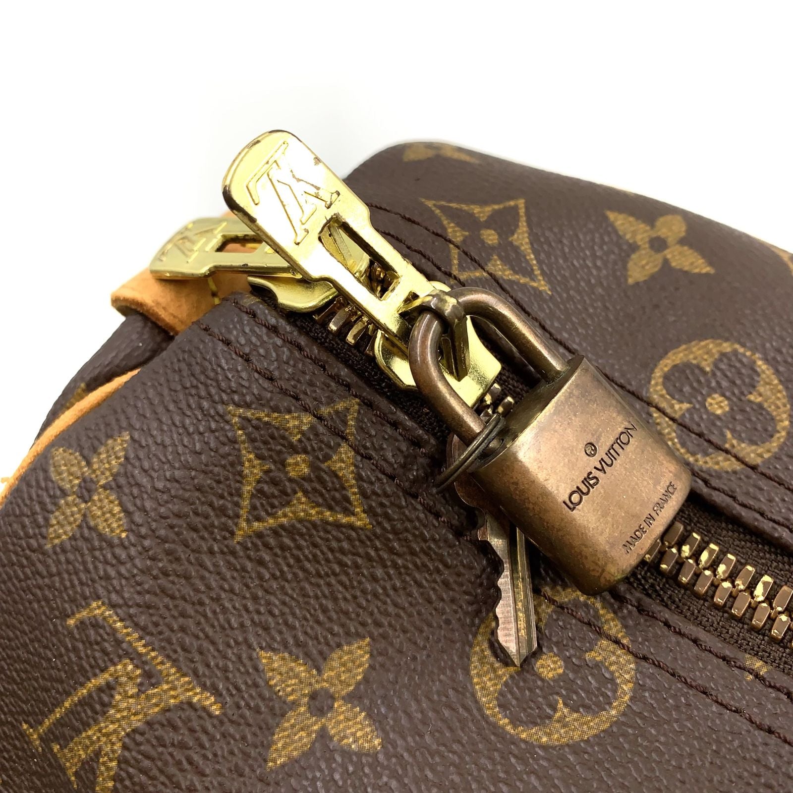 Louis Vuitton Keepall 45 Monogram Leather Brown Light Boston Bag Gold — view 9