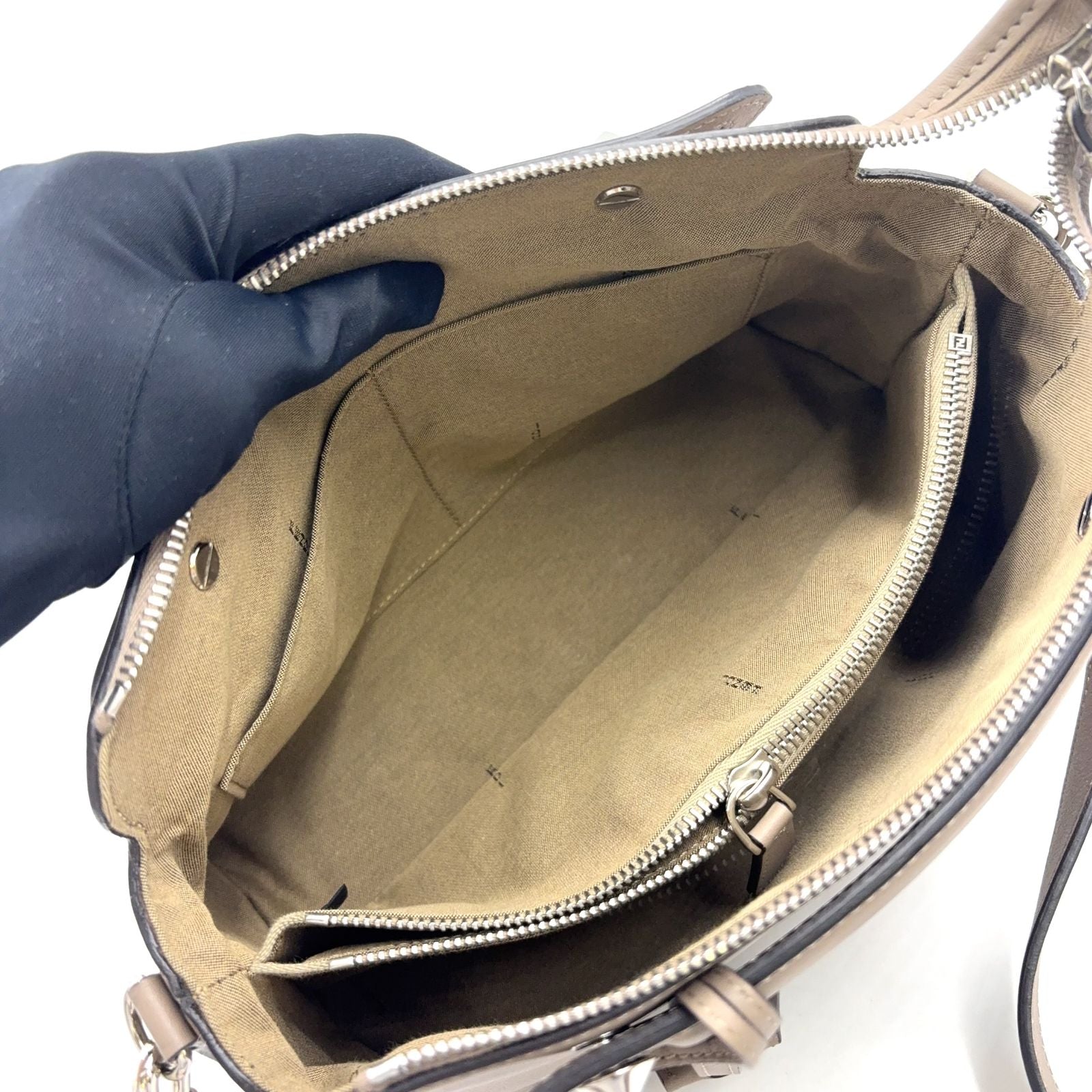 Fendi by the Way 2-Way Shoulder Leather Beige Handbag Silver — view 3