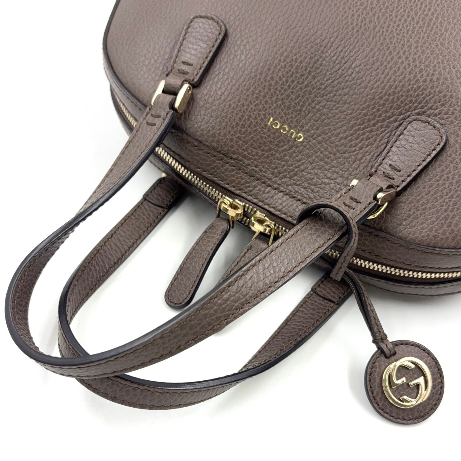 Gucci Dara Interlocking 2-Way Shoulder Leather Gray Handbag Silver — view 7