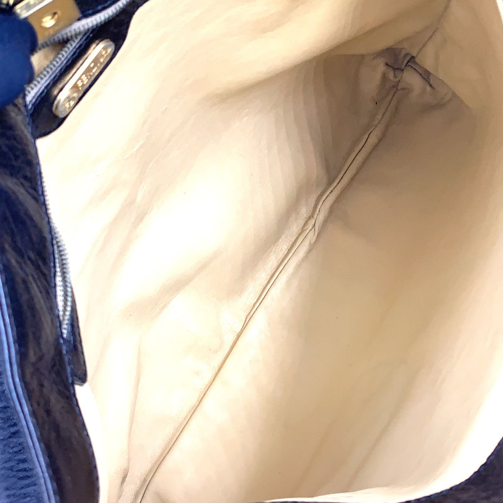 Fendi FF Logo Leather Black Shoulder Bag Gold — view 3