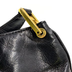 Fendi FF Logo Leather Black Shoulder Bag Gold — view 9