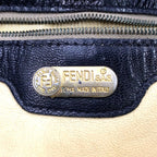 Fendi FF Logo Leather Black Shoulder Bag Gold — view 4