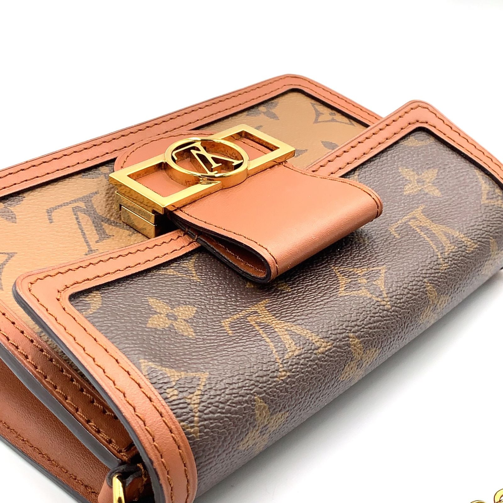 Louis Vuitton Portefeuille Dauphine Monogram Reverse Leather Brown Light — view 5