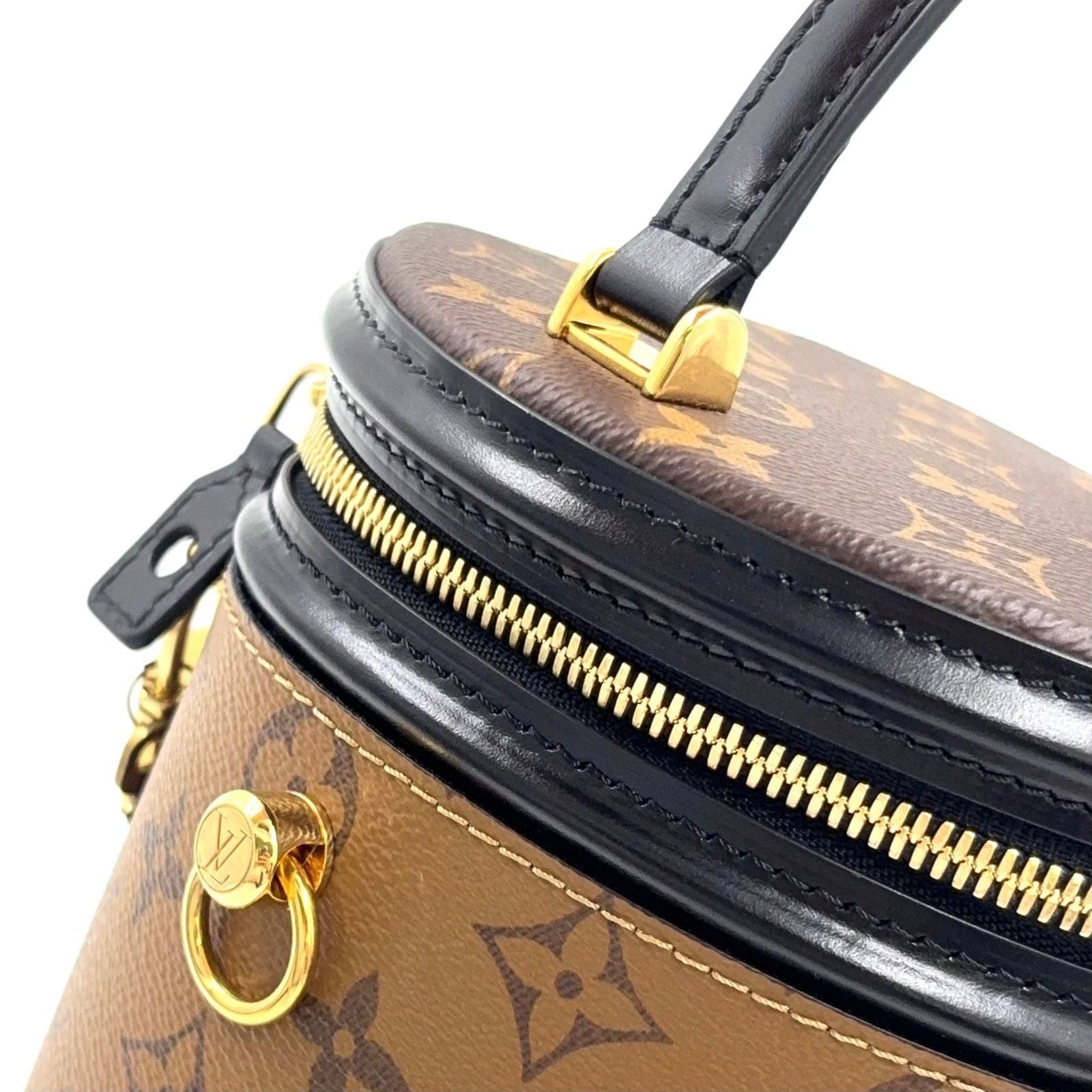Louis Vuitton Cannes Monogram Reverse 2-Way Shoulder Leather Brown Black — view 8