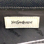 Saint Laurent YSL Logo Plate Leather Black Business Bag Silver — view 4