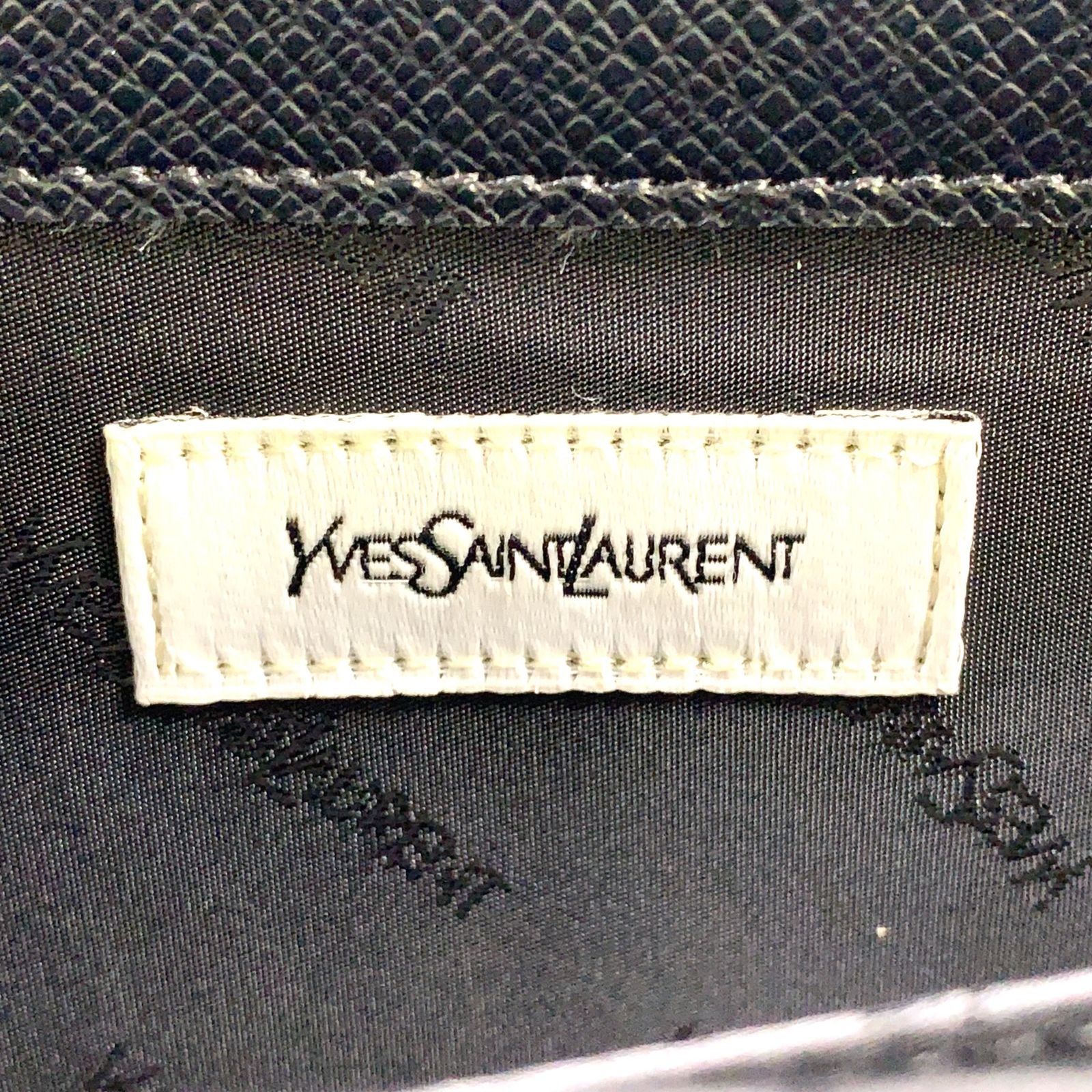 Saint Laurent YSL Logo Plate Leather Black Business Bag Silver — view 4
