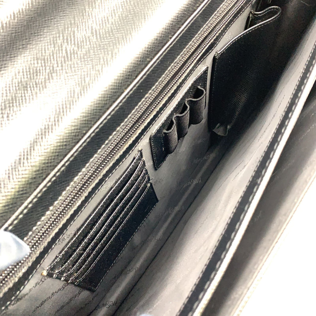 Saint Laurent YSL Logo Plate Leather Black Business Bag Silver — view 7
