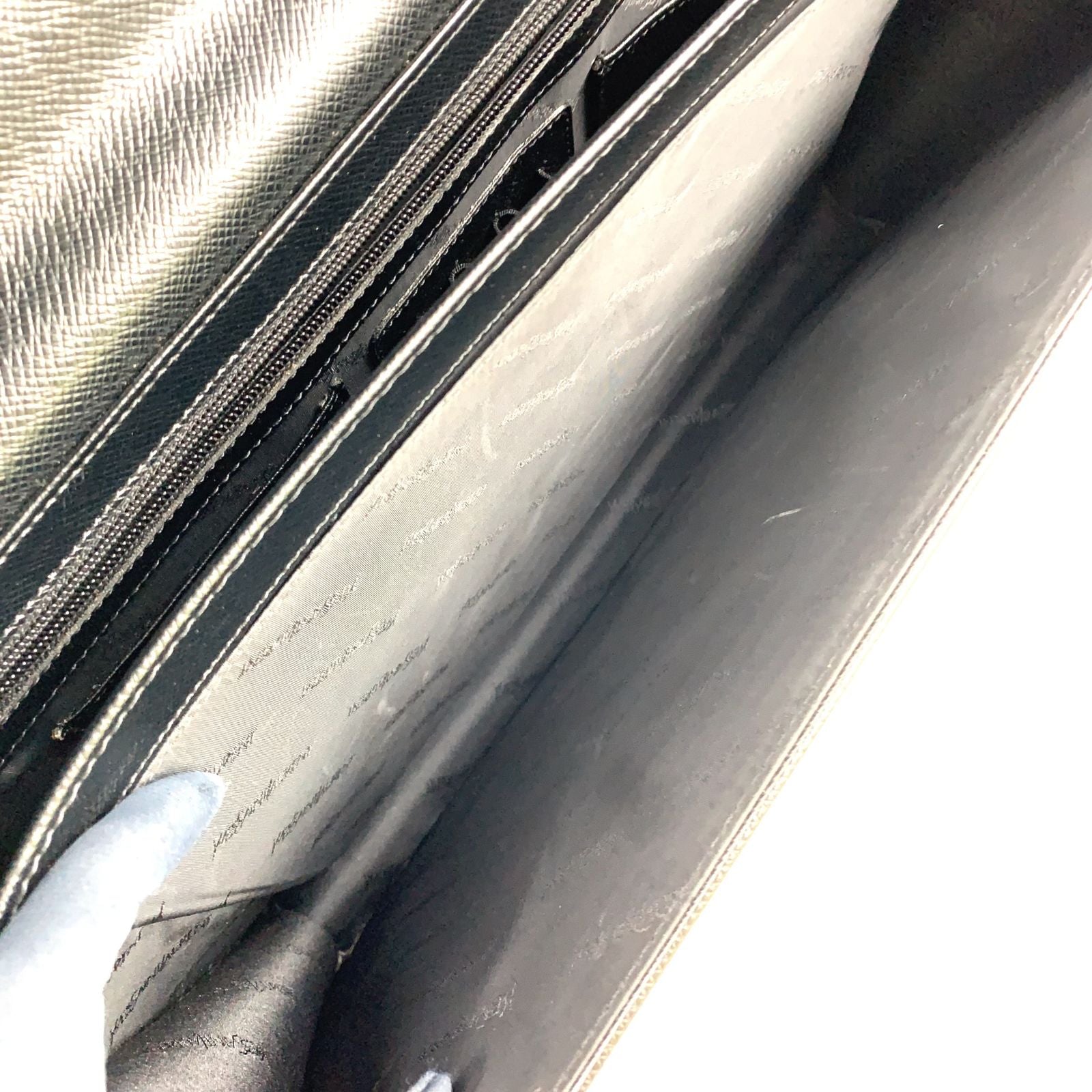 Saint Laurent YSL Logo Plate Leather Black Business Bag Silver — view 6