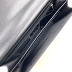 Saint Laurent YSL Logo Plate Leather Black Business Bag Silver — view 3