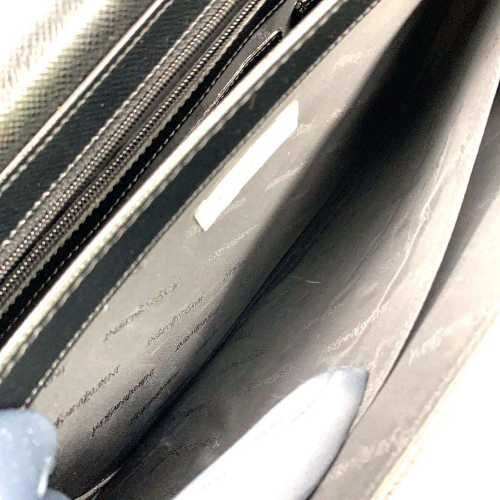 Saint Laurent YSL Logo Plate Leather Black Business Bag Silver — view 5