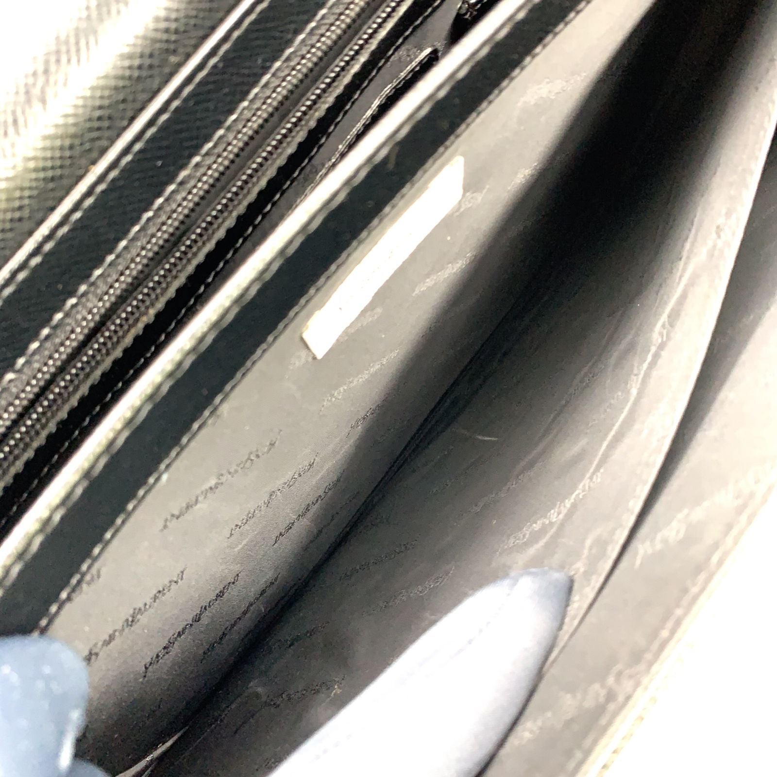 Saint Laurent YSL Logo Plate Leather Black Business Bag Silver — view 5