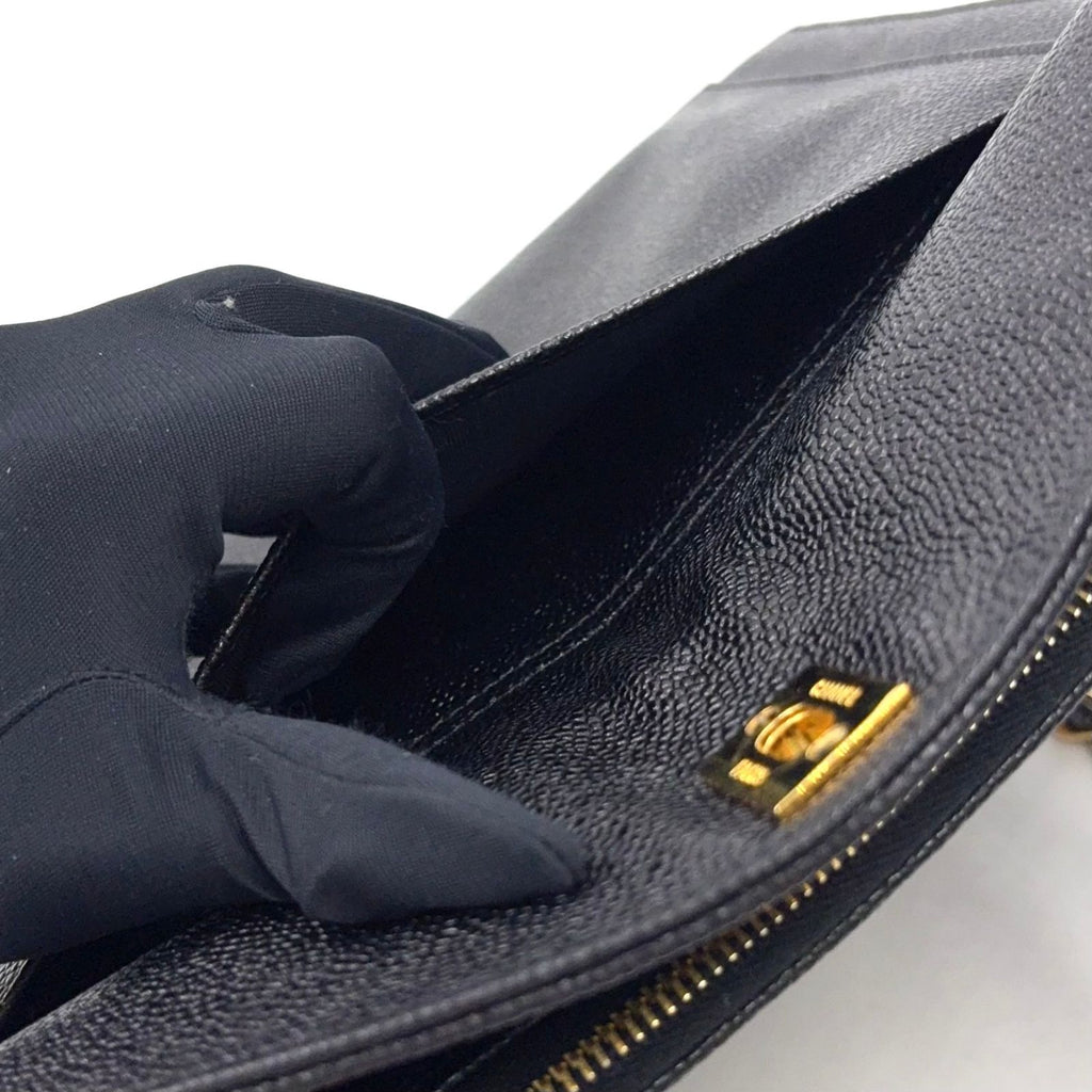 Chanel Caviar Leather CC Logo Black Chain Shoulder Bag Gold — view 8