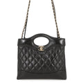 Chanel Shoulder Bag Quilted Small Shopping Shiny Calfskin Black