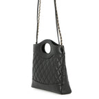 Chanel Shoulder Bag Quilted Small Shopping Shiny Calfskin Black — view 2