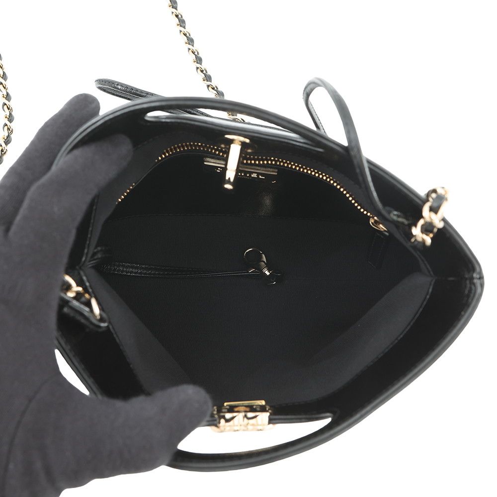 Chanel Shoulder Bag Quilted Small Shopping Shiny Calfskin Black — view 5
