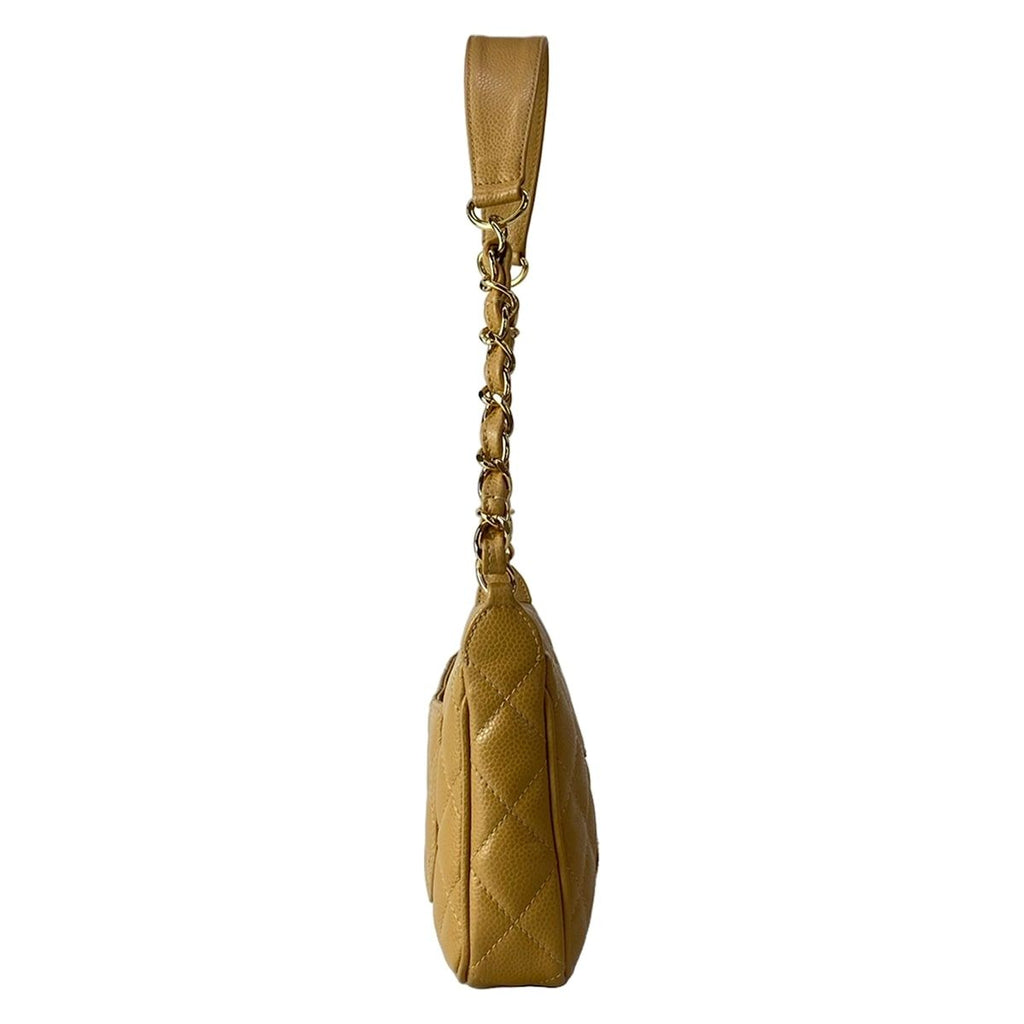 Chanel Shoulder Bag Quilted Beige Chain Gold — view 2