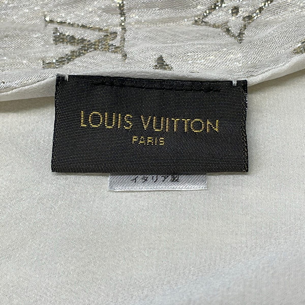 Louis Vuitton Shawl Etole Monogram Sole Glitter Blanc Silk Scarf — view 2
