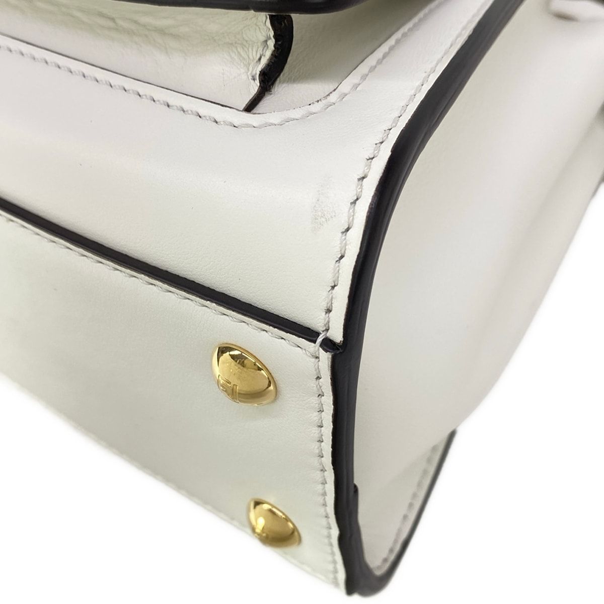 Fendi Handbag Peekaboo Iconic Small White Flap Pocket Leather — view 7