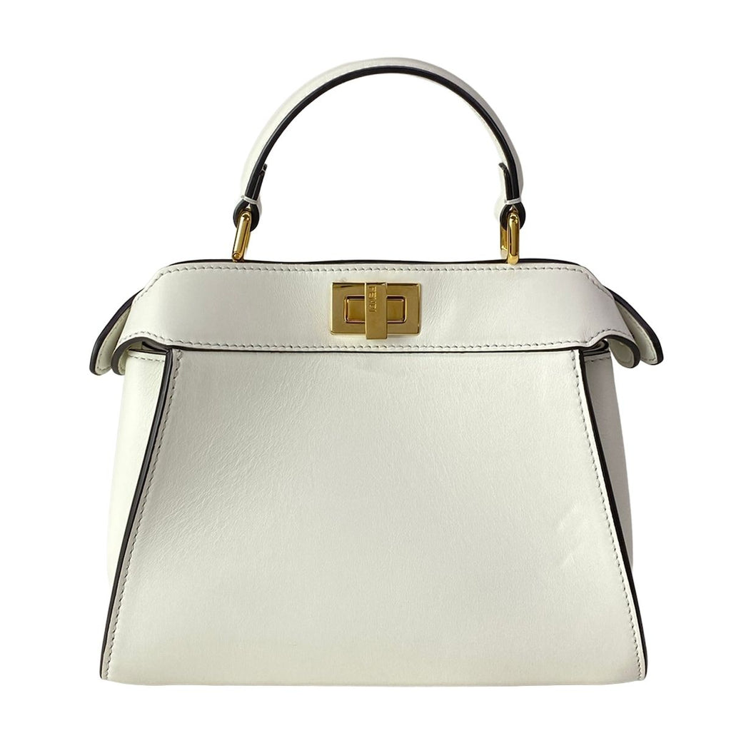 Fendi Handbag Peekaboo Iconic Small White Flap Pocket Leather — view 3