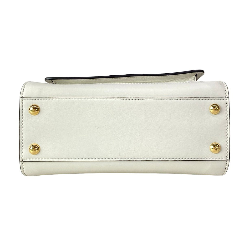 Fendi Handbag Peekaboo Iconic Small White Flap Pocket Leather — view 5