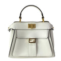 Fendi Handbag Peekaboo Iconic Small White Flap Pocket Leather
