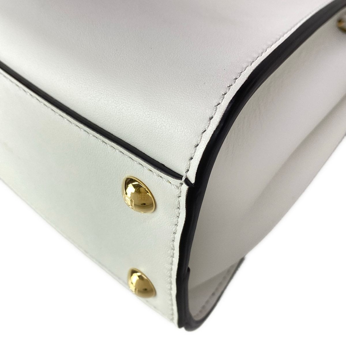 Fendi Handbag Peekaboo Iconic Small White Flap Pocket Leather — view 9