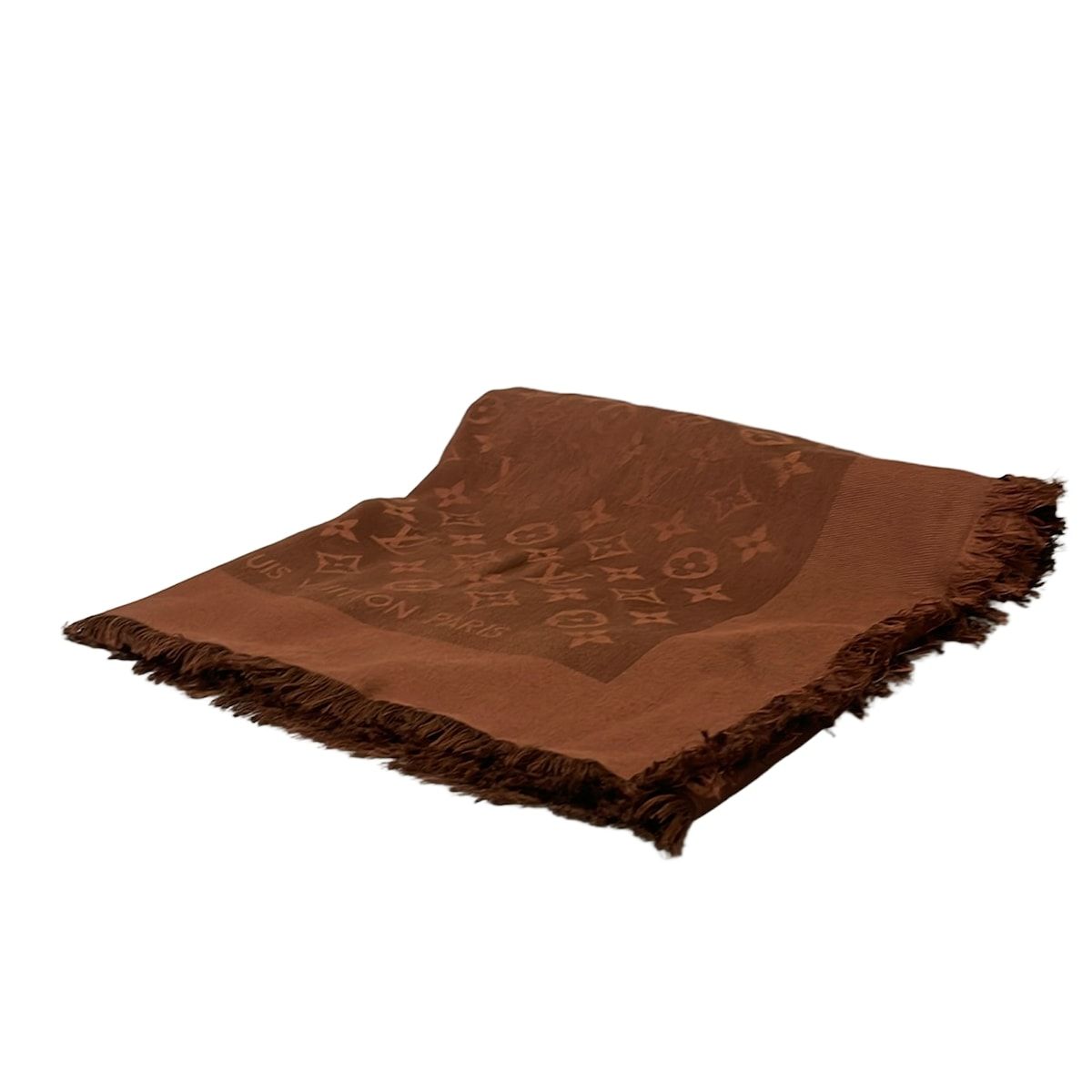 Louis Vuitton Shawl Monogram Chocolat Wool Silk Scarf