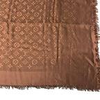 Louis Vuitton Shawl Monogram Chocolat Wool Silk Scarf — view 4