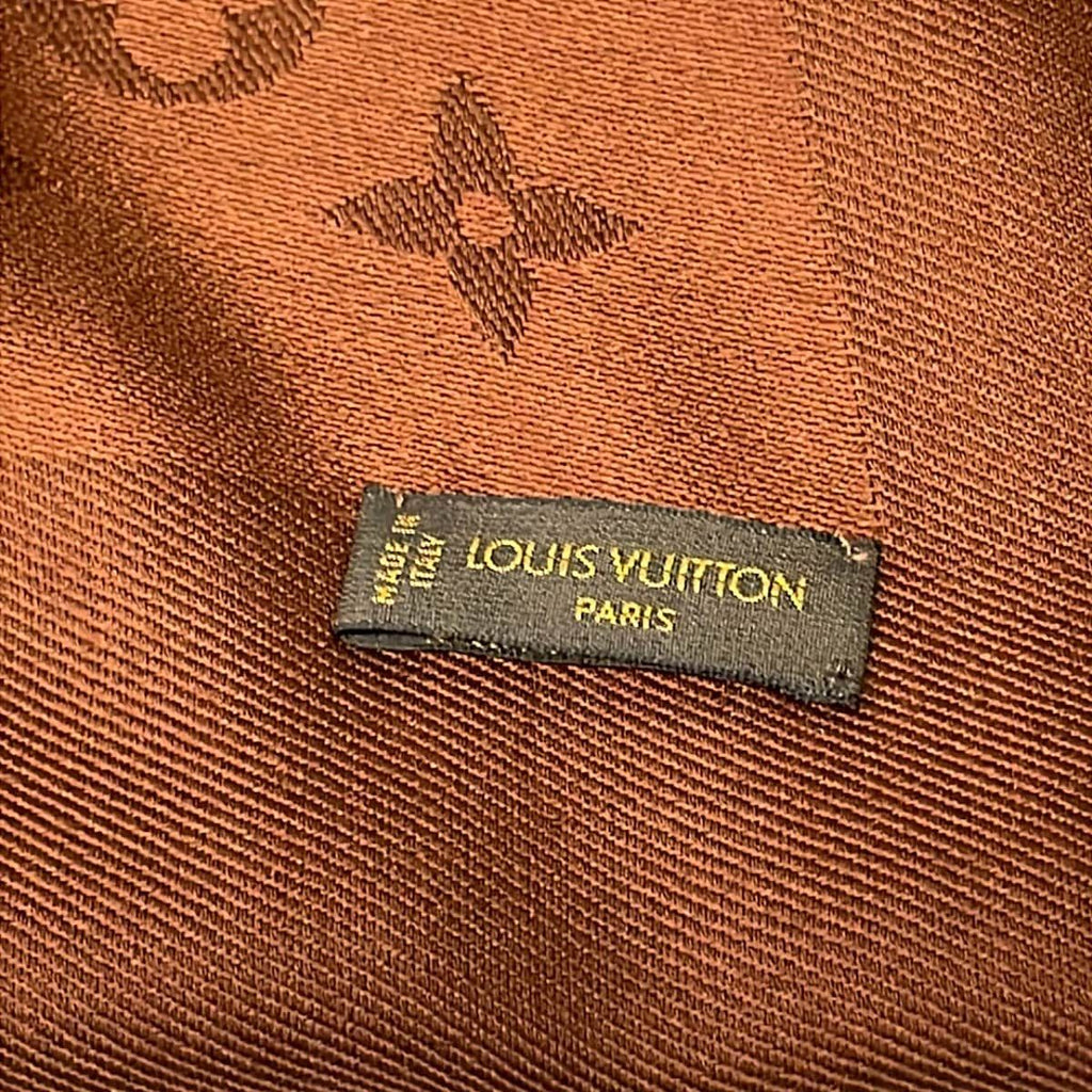 Louis Vuitton Shawl Monogram Chocolat Wool Silk Scarf — view 2