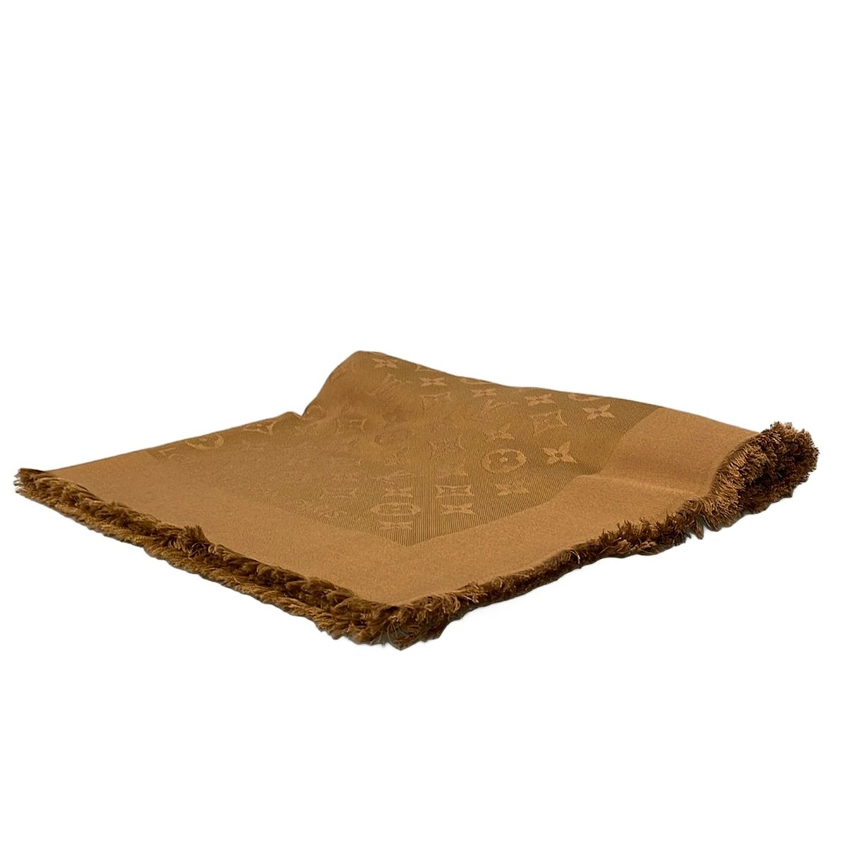 Louis Vuitton Shawl Brown Monogram Wool Silk Scarf