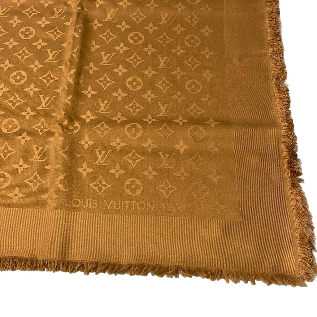 Louis Vuitton Shawl Brown Monogram Wool Silk Scarf — view 4