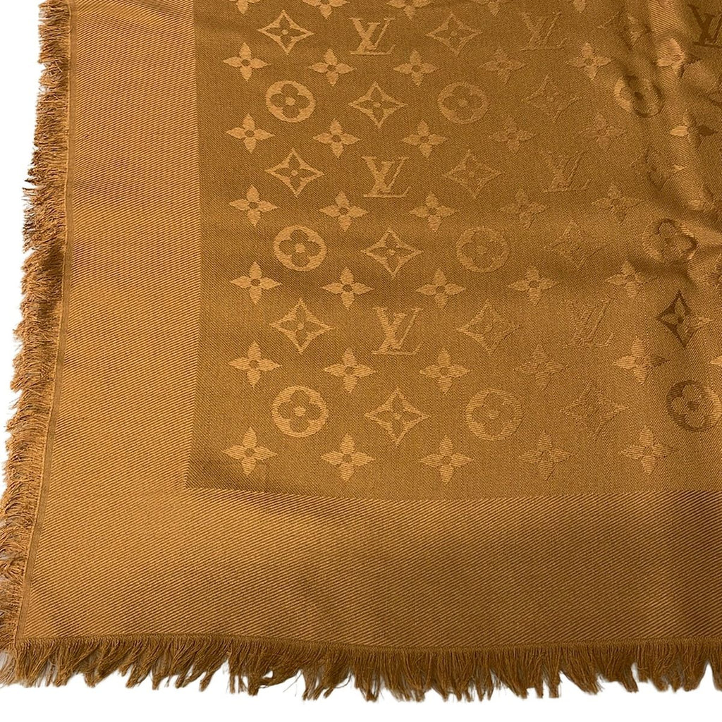 Louis Vuitton Shawl Brown Monogram Wool Silk Scarf — view 5