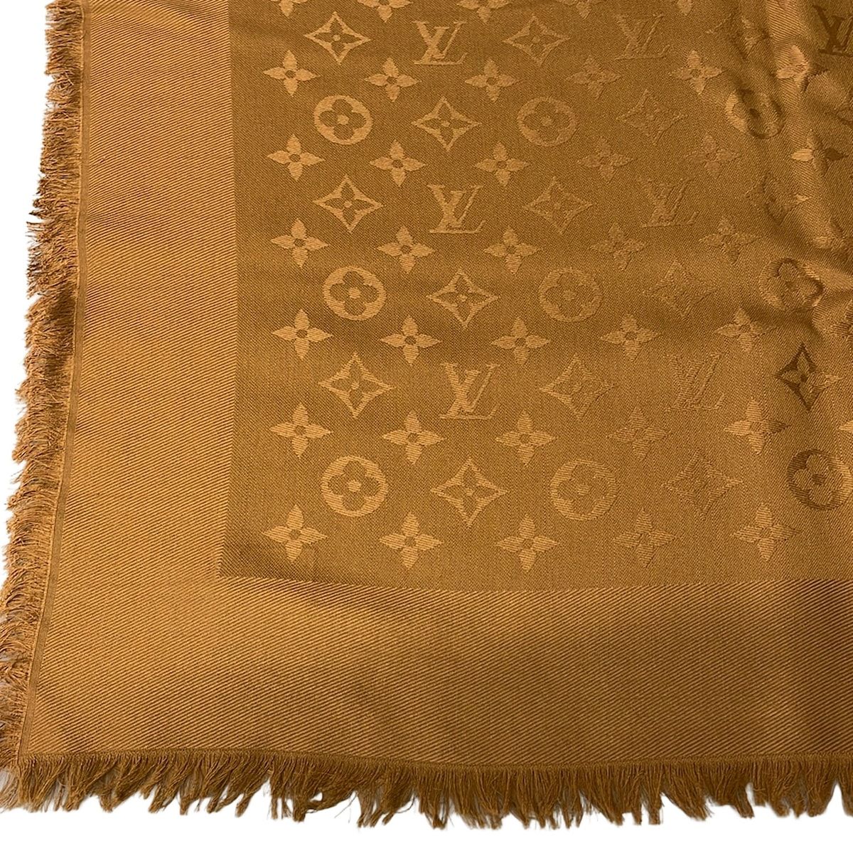 Louis Vuitton Shawl Brown Monogram Wool Silk Scarf — view 5