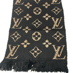 Louis Vuitton Scarf Escharbe Giant Monogram Jungle Black Beige Leopard Wool Silk — view 3