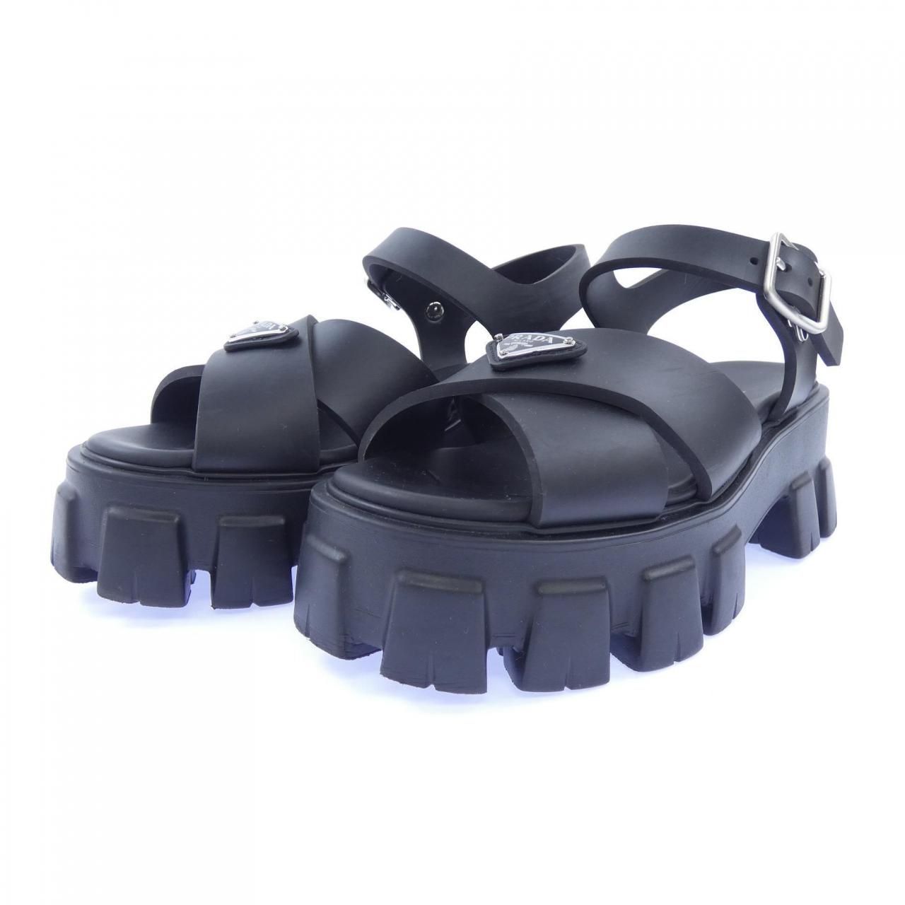 Prada Monolith Triangle Logo Sandals — view 3
